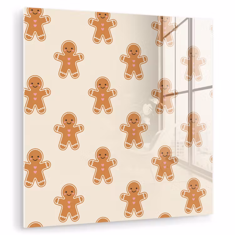 Glas schilderij - Peperkoek - Kerst  - Crème — 1