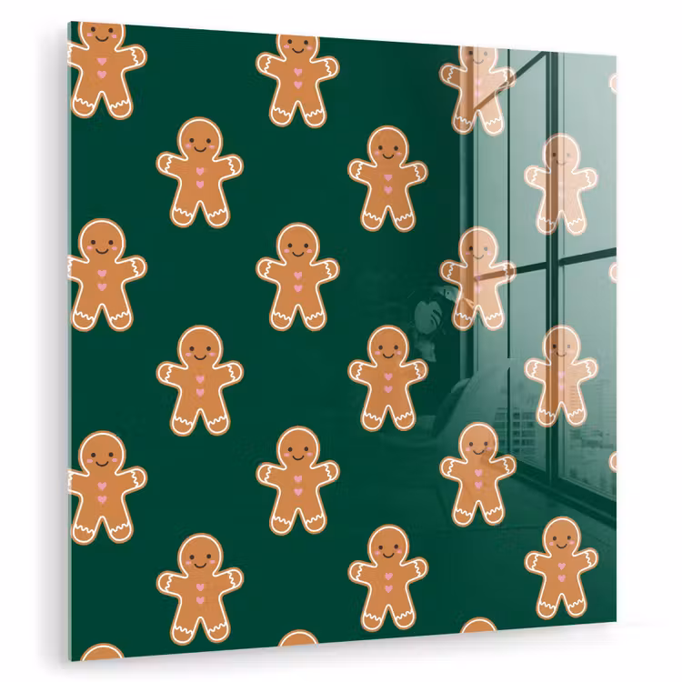 Glas schilderij - Peperkoek - Kerst - Groen — 1