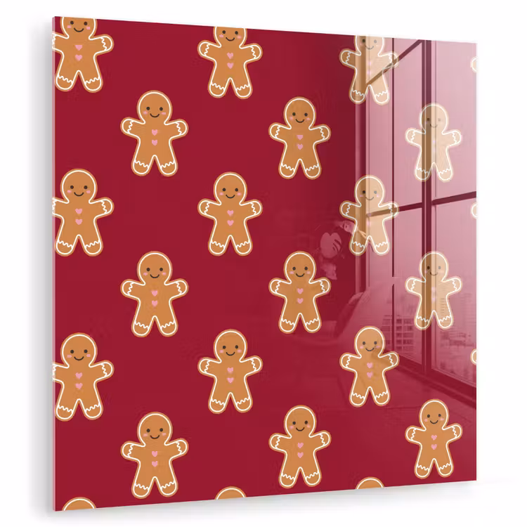 Glas schilderij - Peperkoek - Kerst - Rood — 1