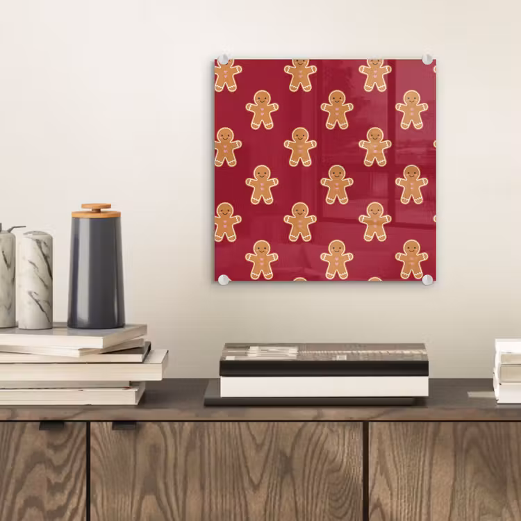 Glas schilderij - Peperkoek - Kerst - Rood — 2