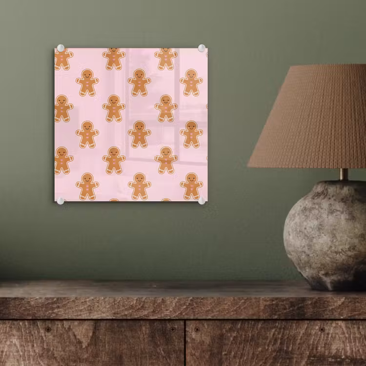 Glas schilderij - Peperkoek - Kerst - Roze — 4