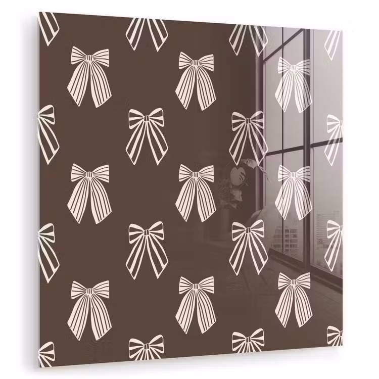 Glas schilderij - Strikken - Kerst - Bruin - Crème — 1