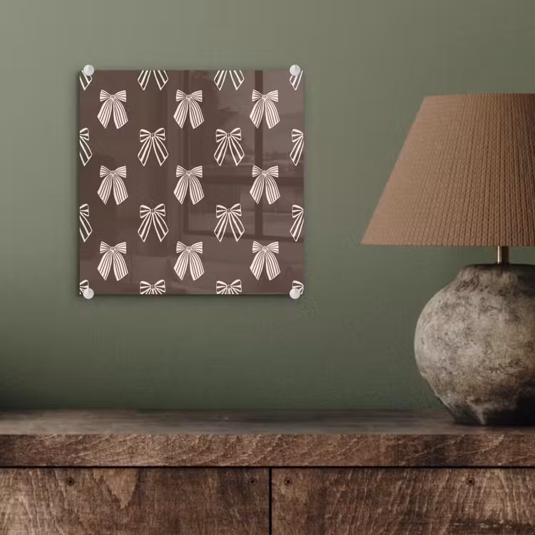 Glas schilderij - Strikken - Kerst - Bruin - Crème — 4