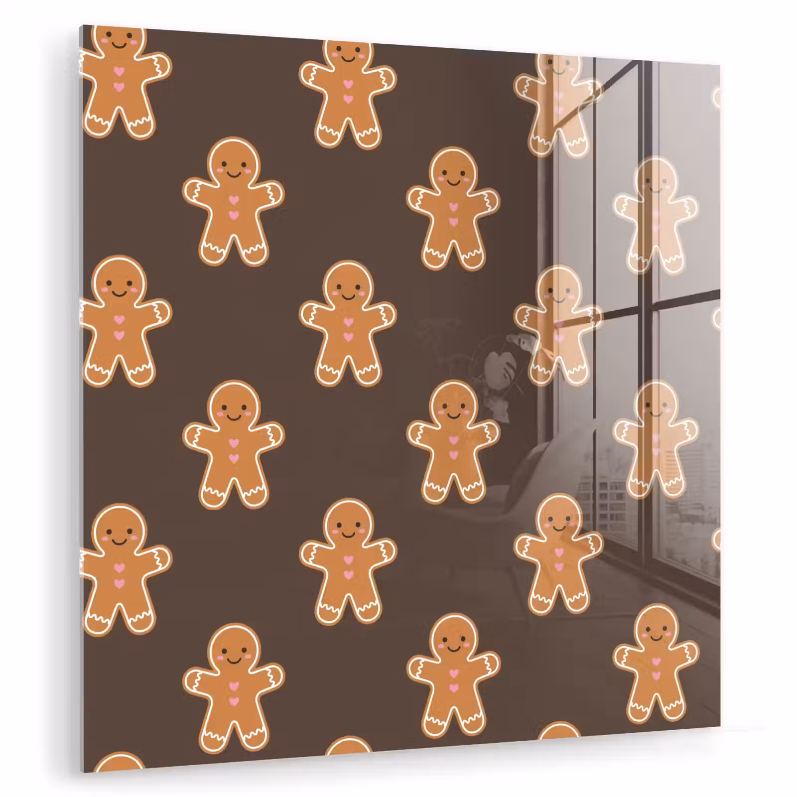 Glas schilderij - Peperkoek - Kerst - Bruin — 1