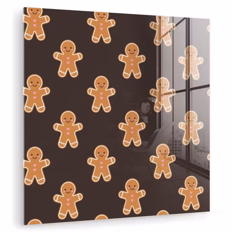 Glas schilderij - Peperkoek - Bruin - Kerst — 1