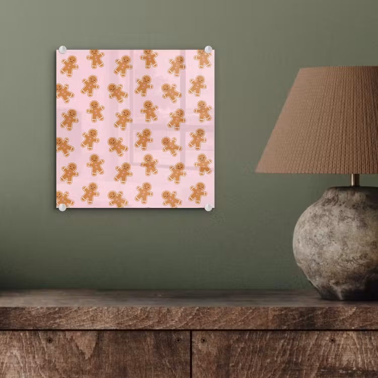 Glas schilderij - Peperkoek - Bruin - Roze - Kerst — 4