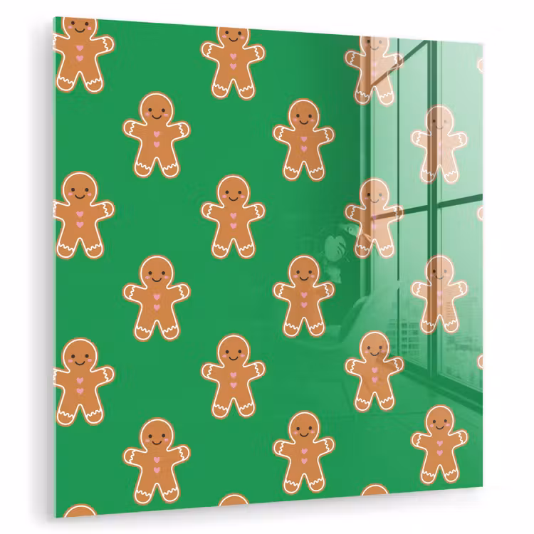 Glas schilderij - Peperkoek - Kerst - Neon - Groen — 1