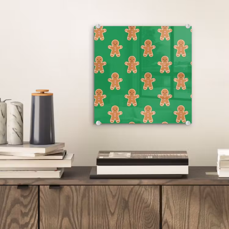 Glas schilderij - Peperkoek - Kerst - Neon - Groen — 2
