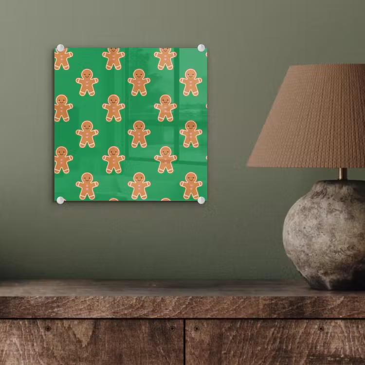 Glas schilderij - Peperkoek - Kerst - Neon - Groen — 4