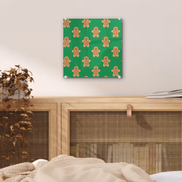 Glas schilderij - Peperkoek - Kerst - Neon - Groen — 5