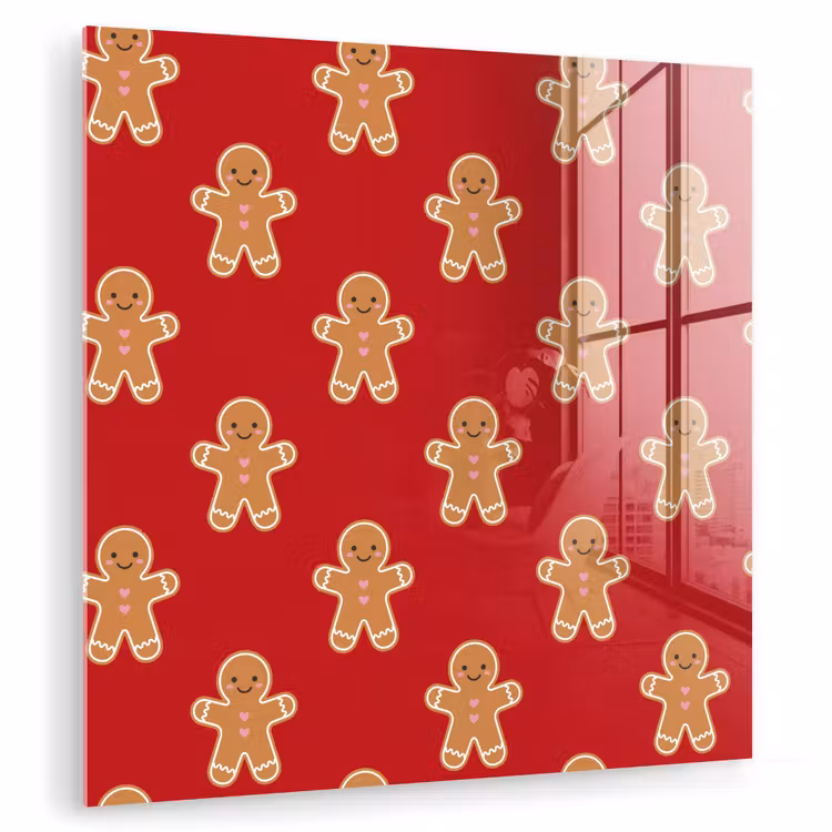 Glas schilderij - Peperkoek - Kerst - Rood — 1