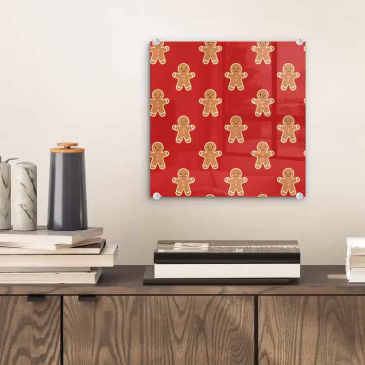 Glas schilderij - Peperkoek - Kerst - Rood — 2