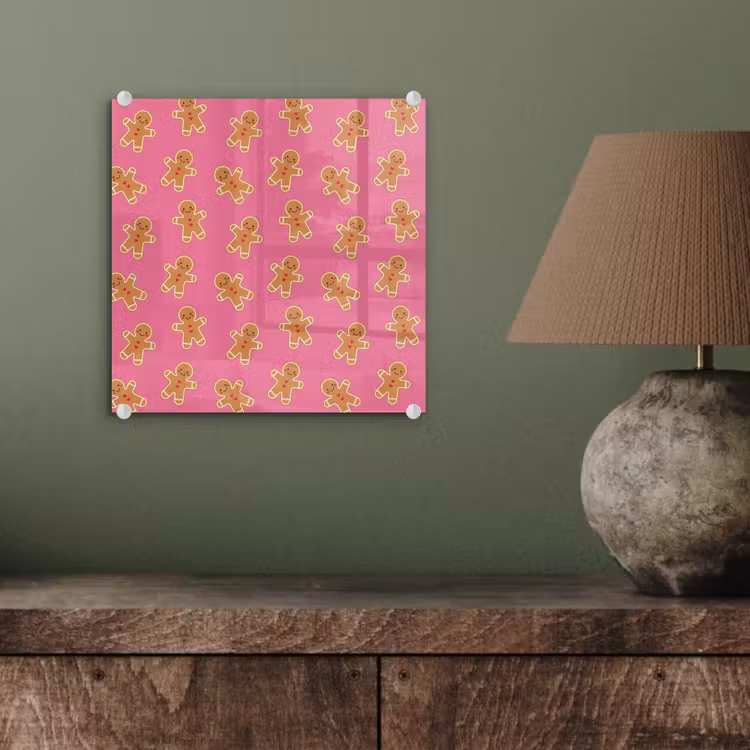Glas schilderij - Peperkoek - Roze - Bruin - Kerst — 4