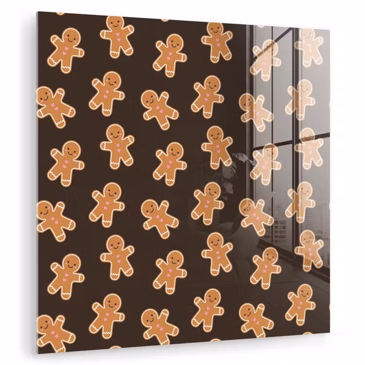 Glas schilderij - Bruin - Peperkoek - Kerst — 1