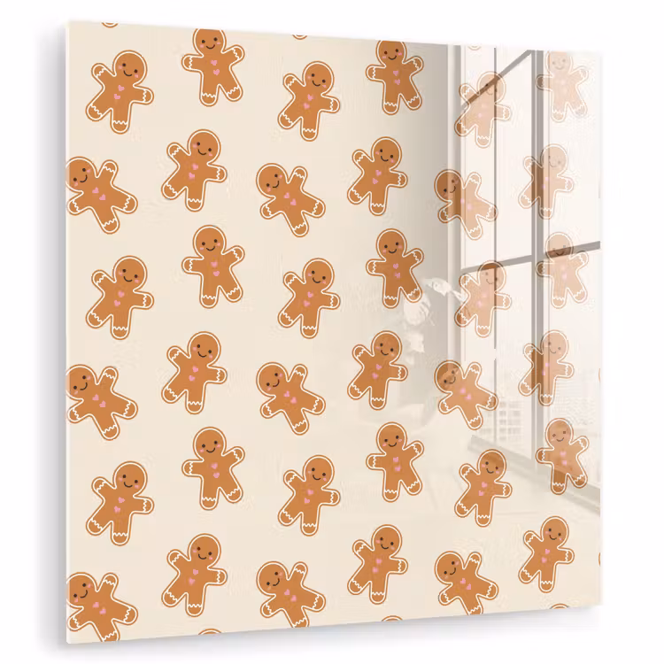 Glas schilderij - Peperkoek - Kerst - Crème — 1