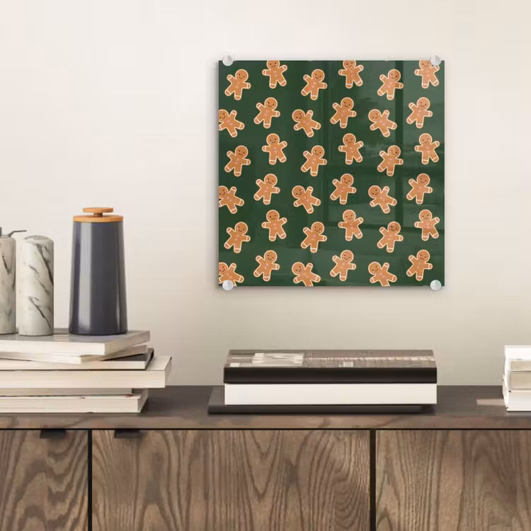 Glas schilderij - Peperkoek - Kerst - Groen - Bruin — 2