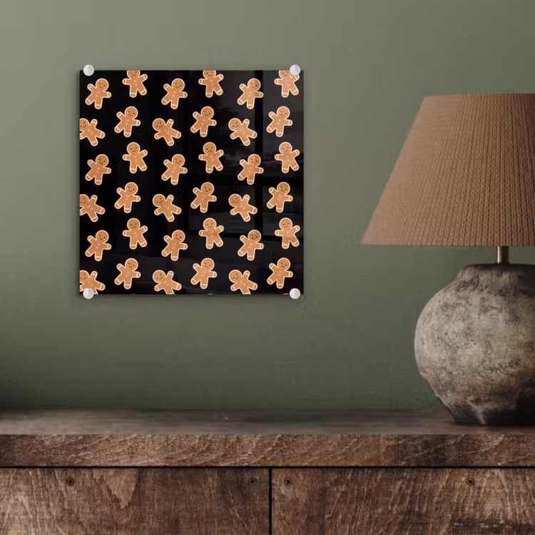 Glas schilderij - Peperkoek - Kerst - Zwart - Bruin — 4