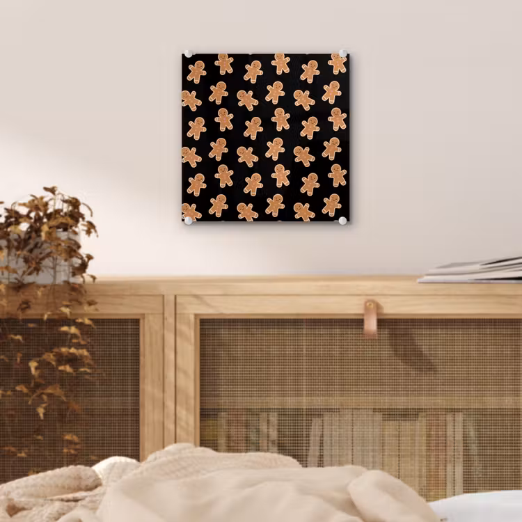 Glas schilderij - Peperkoek - Kerst - Zwart - Bruin — 5