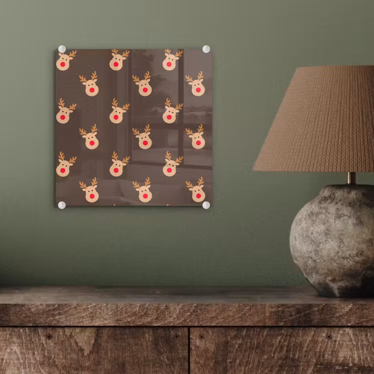 Glas schilderij - Kerst - Rendieren - Bruin — 4