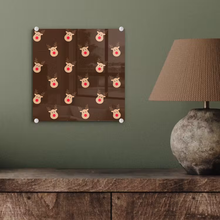 Glas schilderij - Rendieren - Kerst - Bruin — 4