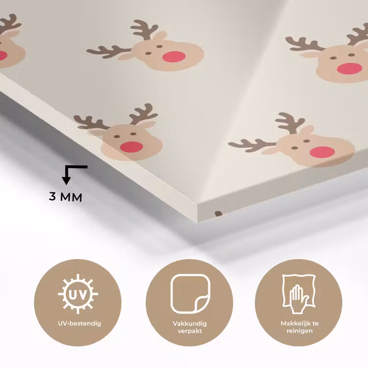 Glas schilderij - Rendieren - Kerst - Crème — 3