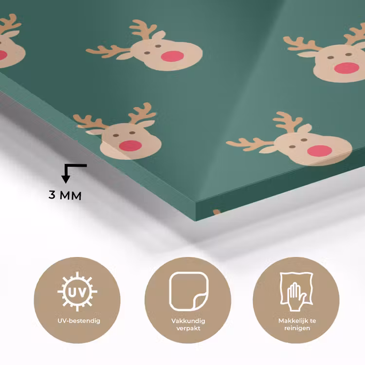 Glas schilderij - Rendieren - Kerst - Groen — 3