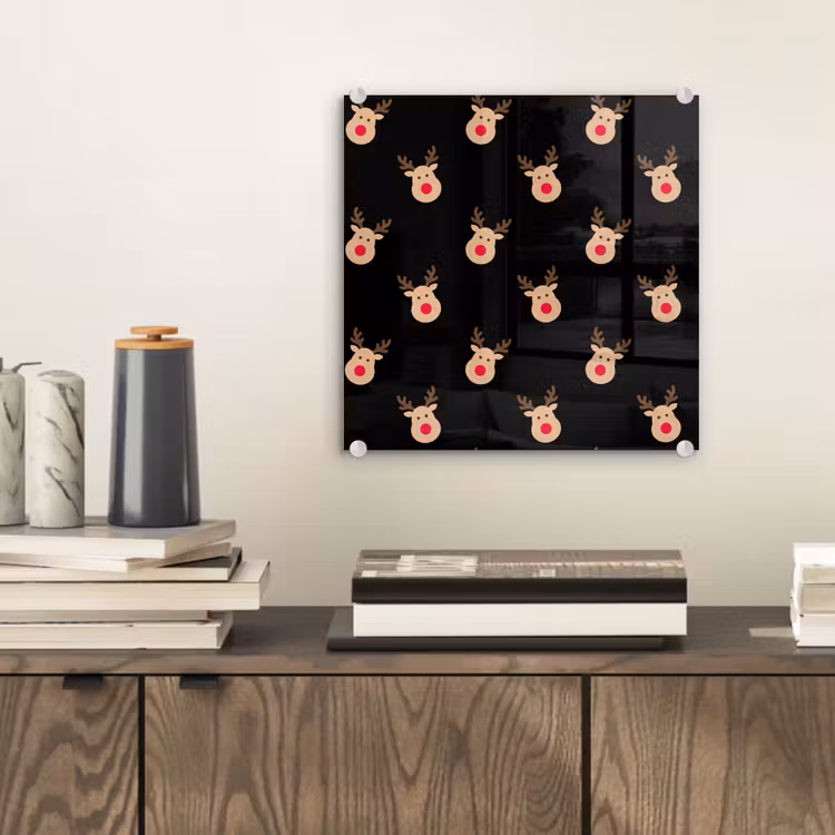 Glas schilderij - Rendieren - Kerst - Zwart — 2