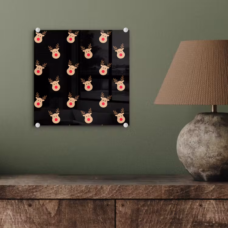 Glas schilderij - Rendieren - Kerst - Zwart — 4