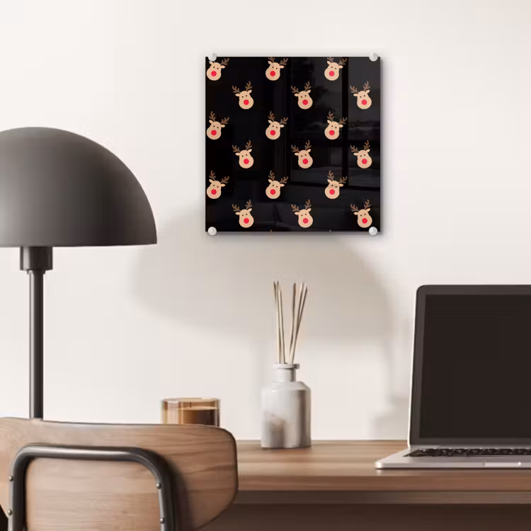 Glas schilderij - Rendieren - Kerst - Zwart — 7