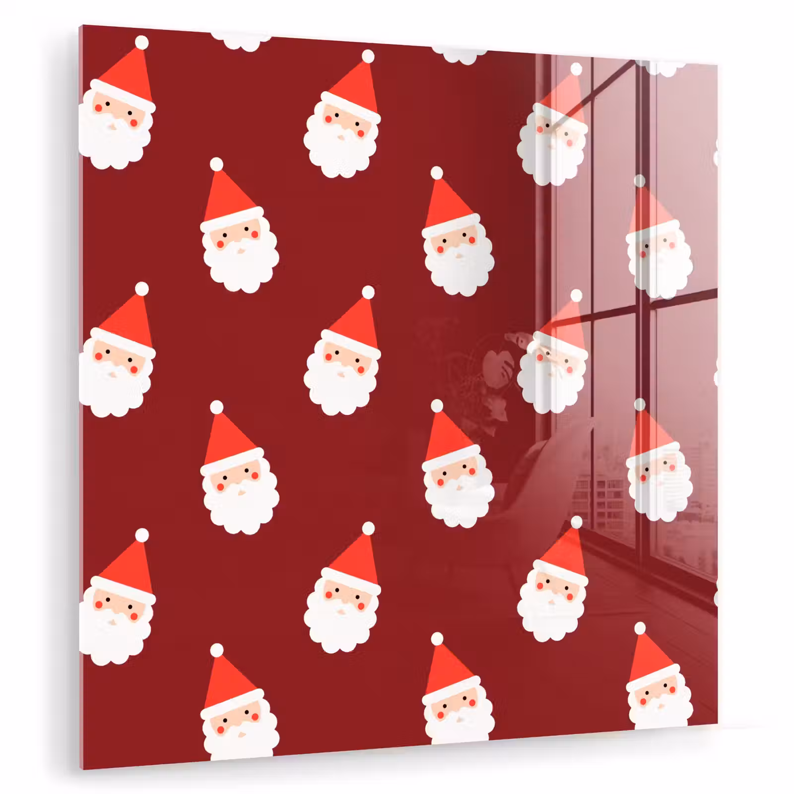 Glas schilderij - Kerst - Kerstman - Rood — 1