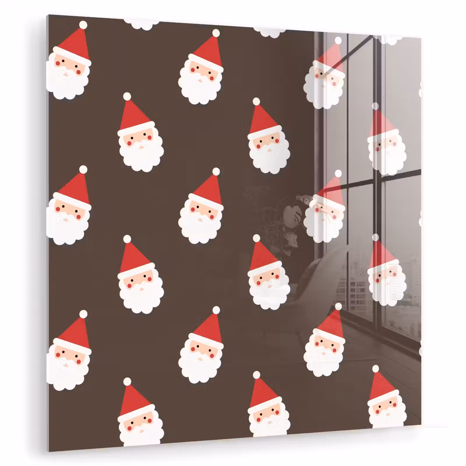 Glas schilderij - Kerstman - Kerst - Bruin — 1