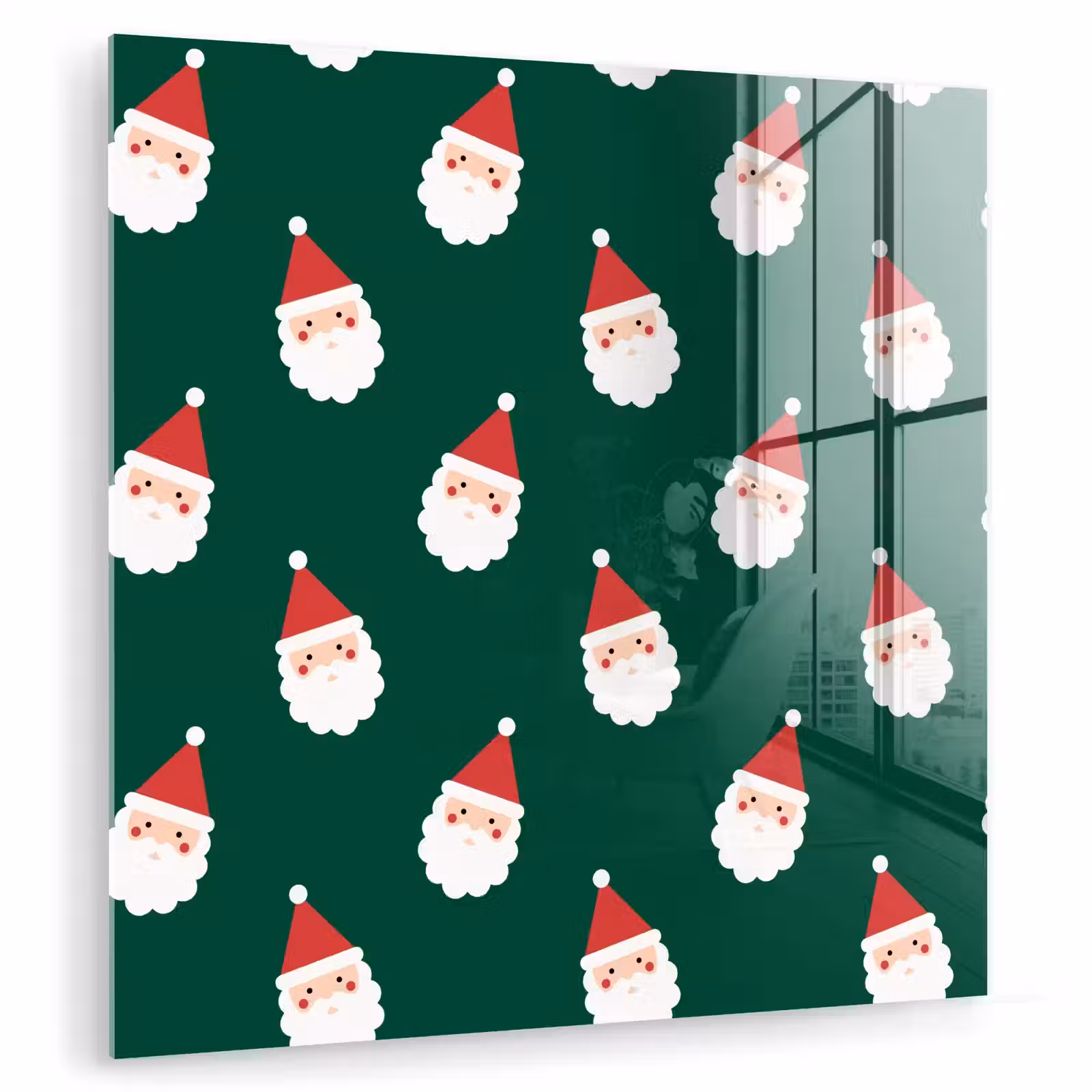 Glas schilderij - Kerstman - Kerst - Groen — 1