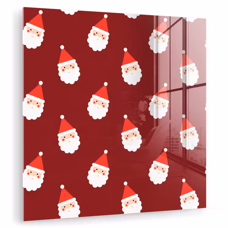 Glas schilderij - Kerst - Kerstman - Rood — 1