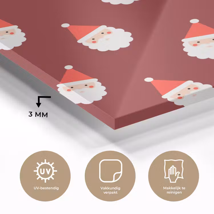 Glas schilderij - Kerst - Kerstman - Rood — 3