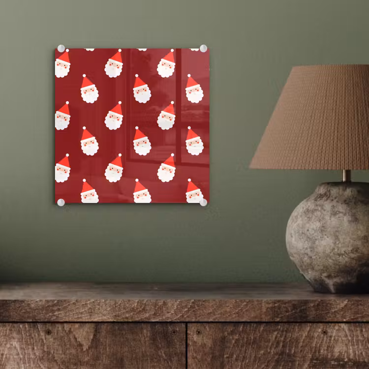 Glas schilderij - Kerst - Kerstman - Rood — 4