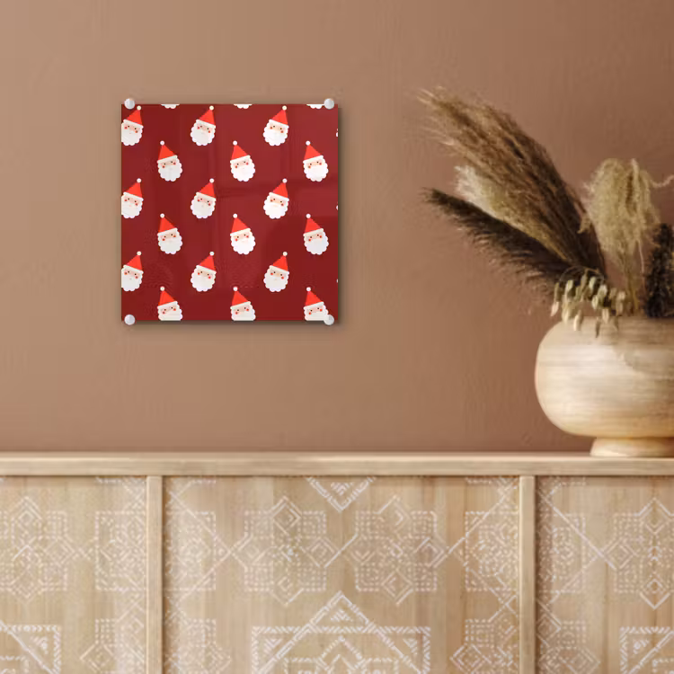 Glas schilderij - Kerst - Kerstman - Rood — 6