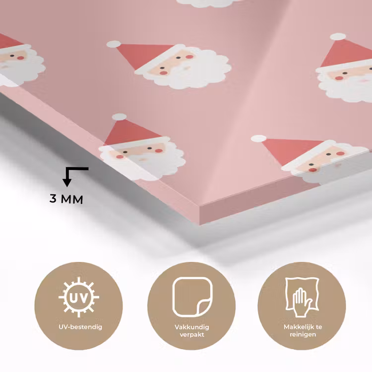 Glas schilderij - Kerst - Kerstman - Roze — 3