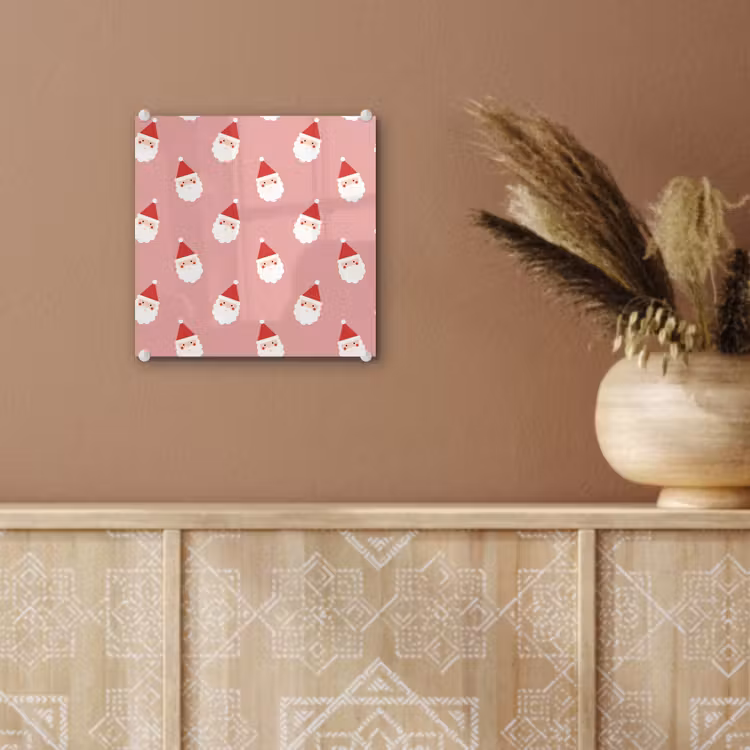 Glas schilderij - Kerst - Kerstman - Roze — 6
