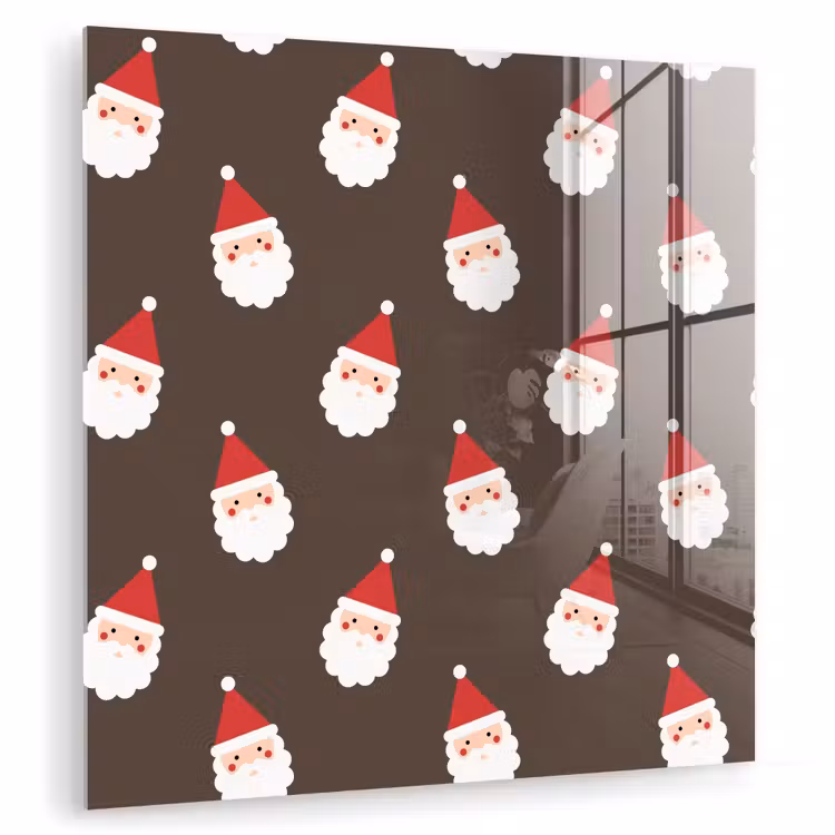 Glas schilderij - Kerstman - Kerst - Bruin — 1