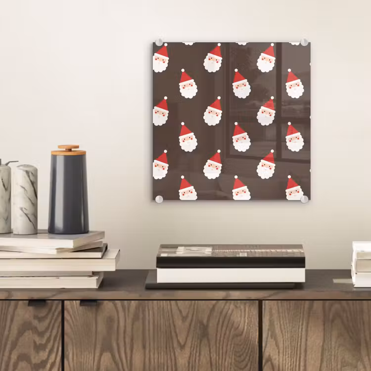 Glas schilderij - Kerstman - Kerst - Bruin — 2