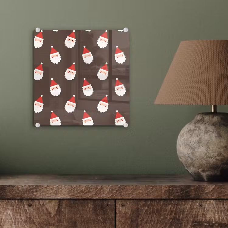 Glas schilderij - Kerstman - Kerst - Bruin — 4