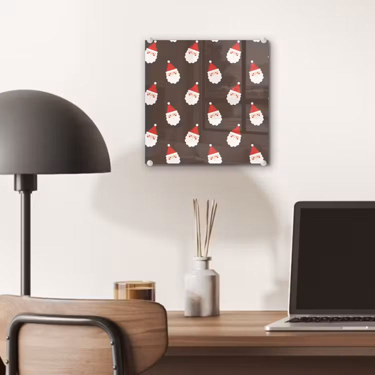 Glas schilderij - Kerstman - Kerst - Bruin — 7