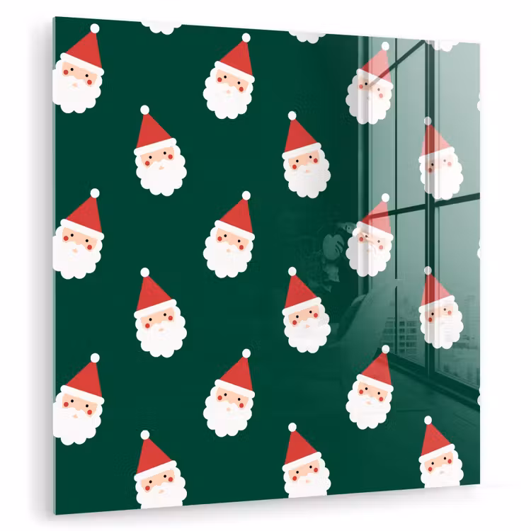 Glas schilderij - Kerstman - Kerst - Groen — 1