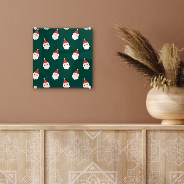 Glas schilderij - Kerstman - Kerst - Groen — 6