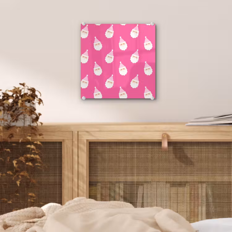 Glas schilderij - Kerstman - Kerst - Neon - Roze — 5