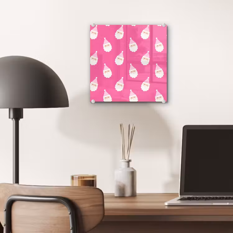 Glas schilderij - Kerstman - Kerst - Neon - Roze — 7