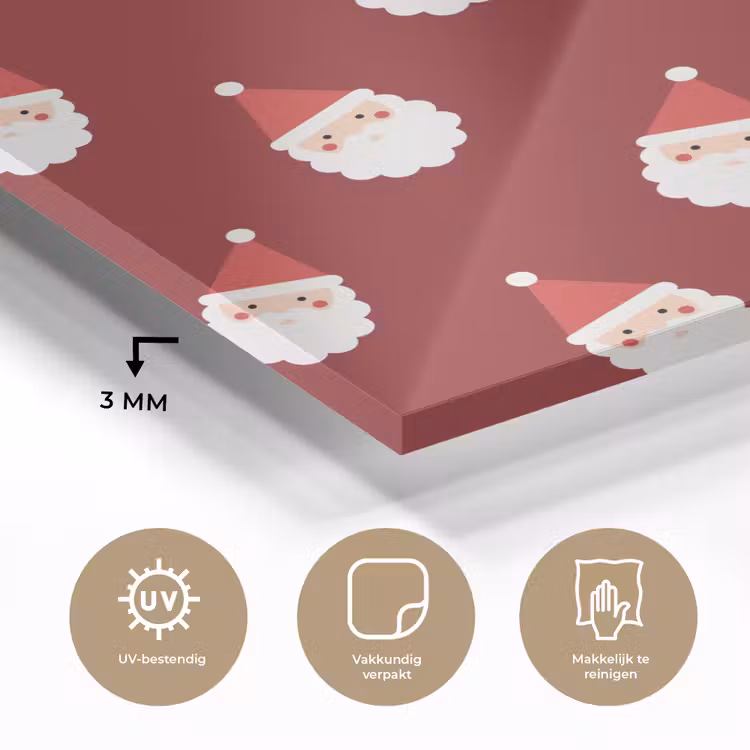 Glas schilderij - Kerstman - Kerst - Rood — 3