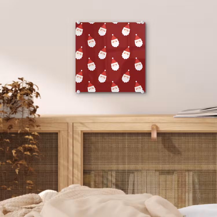 Glas schilderij - Kerstman - Kerst - Rood — 5