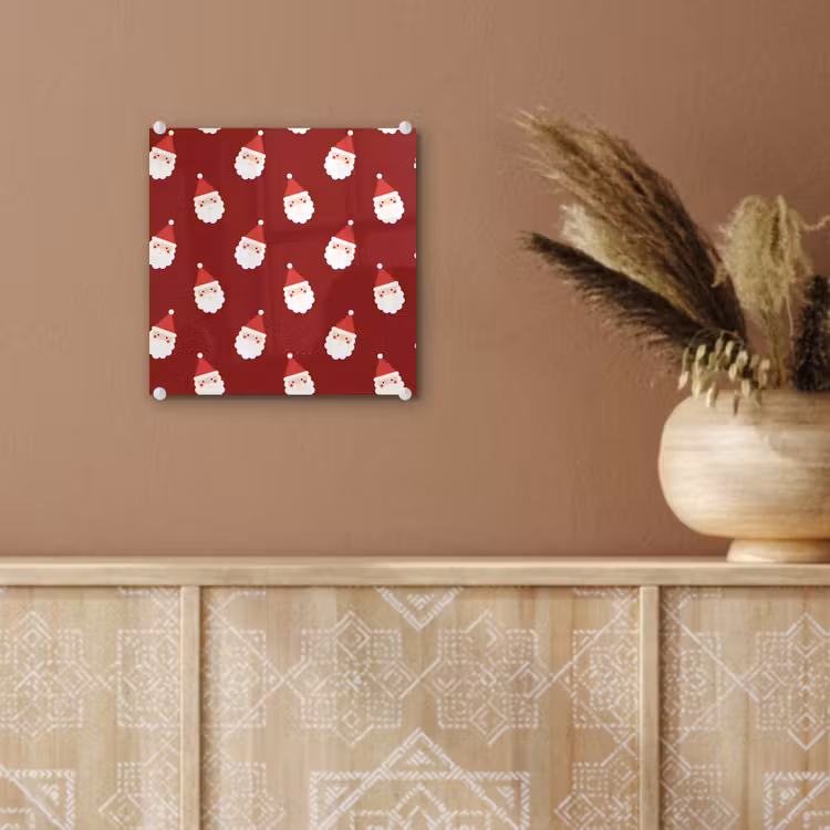Glas schilderij - Kerstman - Kerst - Rood — 6