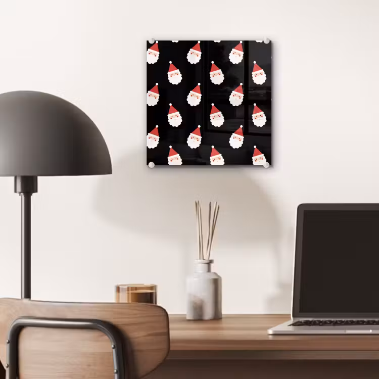 Glas schilderij - Kerstman - Kerst - Zwart — 7